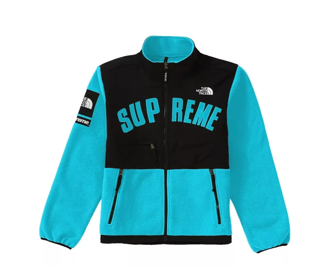 Supreme TNF The North Face Arc Logo Denali veste polaire sarcelle homme grande SS19