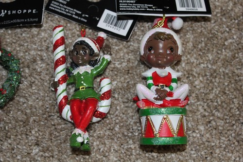 The Christmas Shoppe Ornaments Very Merry Elf Candy Cane Glitter Lot of 3 NWT - Picture 2 of 5