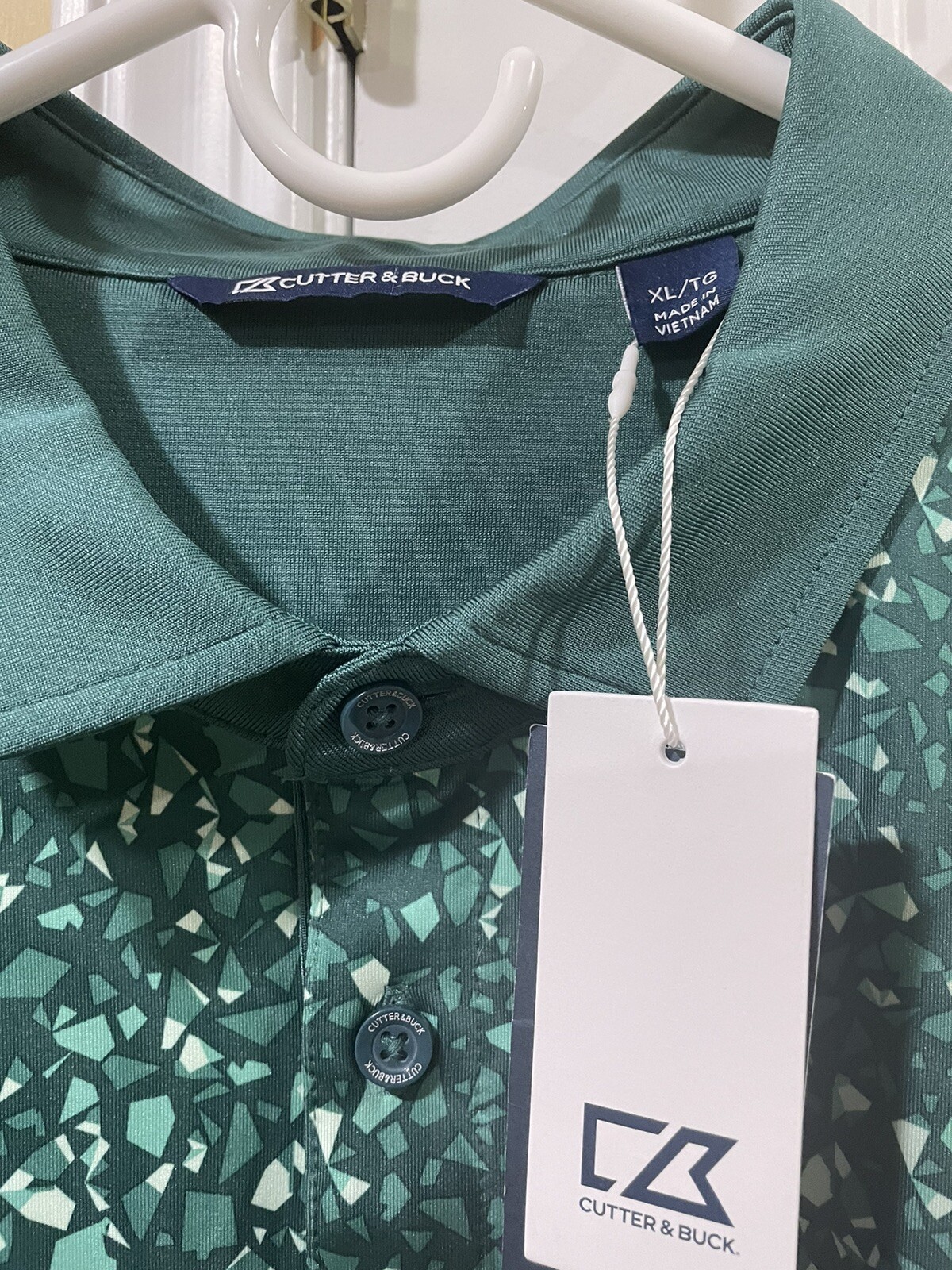 Cutter & Buck CB DryTec 50+ UPF Polo Shirt Men’s XL Green Leaves/Camo