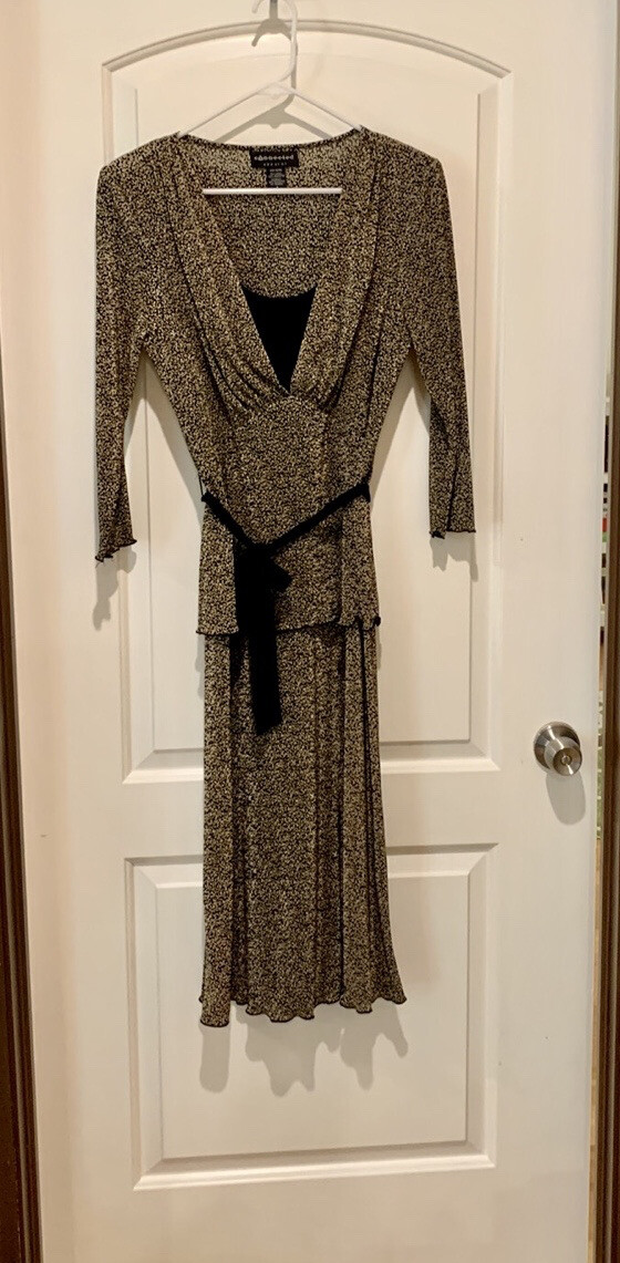 CONNECTED APPAREL BROWN PATTERNED SELF TIE BELTED… - image 5