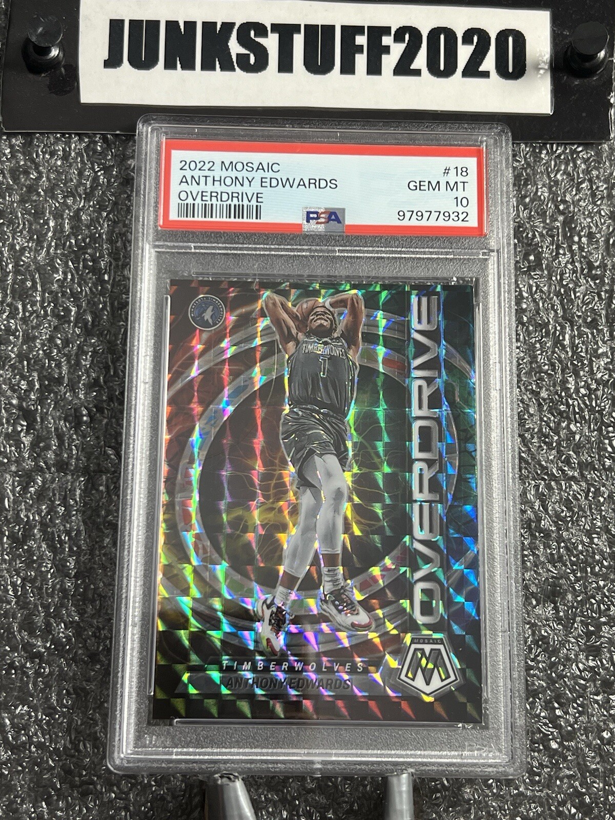 2022-23 Mosaic Anthony Edwards PSA 10 Overdrive SP Silver Prizm POP 12! Rare #18