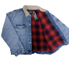 POLO COUNTRY RALPH LAUREN Denim Jacket Corduroy Collar Plaid Men's Size L NEW