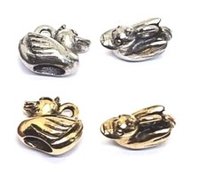 2 Pcs. Rubber Ducky Duck Pendants Charms Cast Fine Pewter
