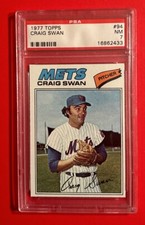 1977 TOPPS CRAIG SWAN #94 PSA 7 GRADED BASEBALL CARD NEW YORK METS VINTAGE