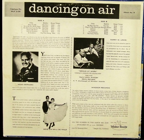 Memo Bernabei & His Ballroom Dance Band: DANCING ON AIR (Vinyl Record) LP - Picture 2 of 2