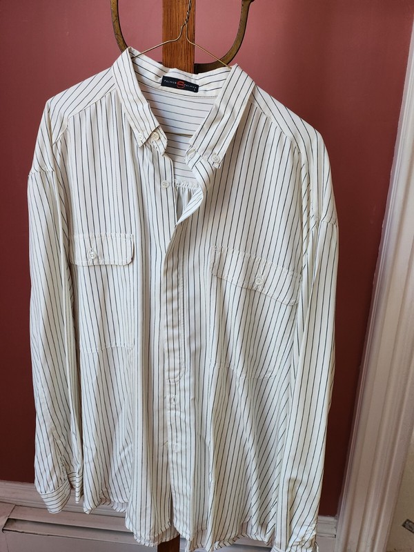 Palmer E Palmer Men Silk Shirt Stripe Flap Pockets XL EUC Made In Australia