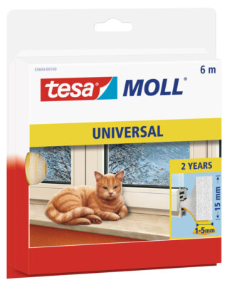 Tesa tesamoll Universal Fensterdichtungsband Schaumstoff selbstklebend weiß 15mm
