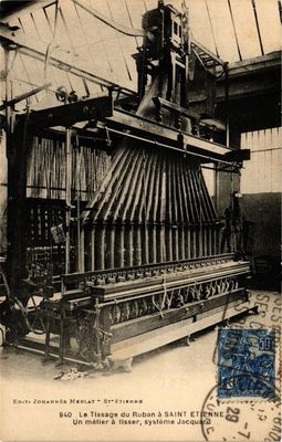 Old postcard ribbon weaving in St-ÉTIENNE - Jacquard system (210902)
