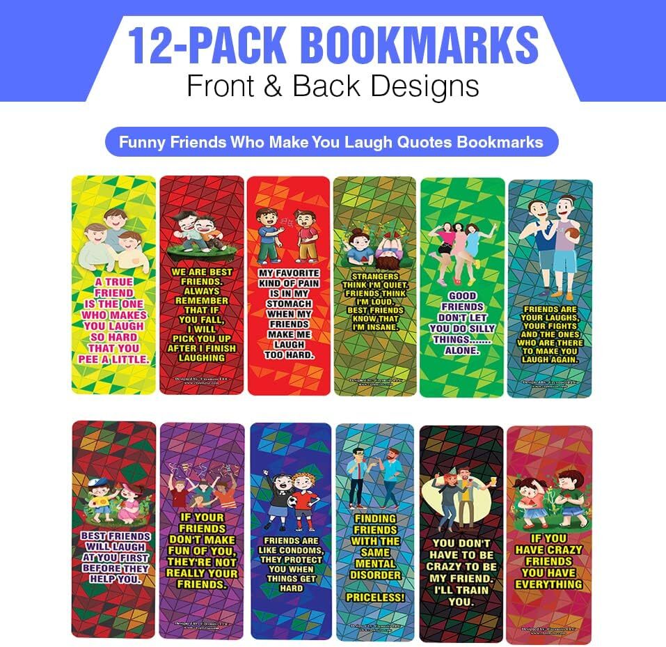 Funny Friends Who Make You Laugh Quotes Bookmarks (2-Sets X Cards)