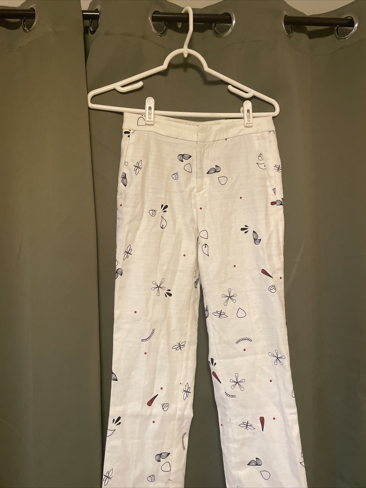 Zara Basic Collection White Trouser With Animal/f… - image 1