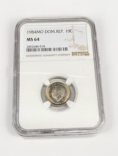 1984 DOMINICAN REPUBLIC 10 CENTS. "DUARTE" NGC MS 64.