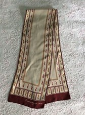 Vintage Fran oise Guerin Paris Silk Burgundy Ivory Gold Geometric Scarf