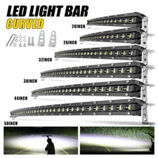 Ultra-thin Curved 20" 26" 32" 38" 44" 50" LED Light Bar Spot Flood Truck Offroad