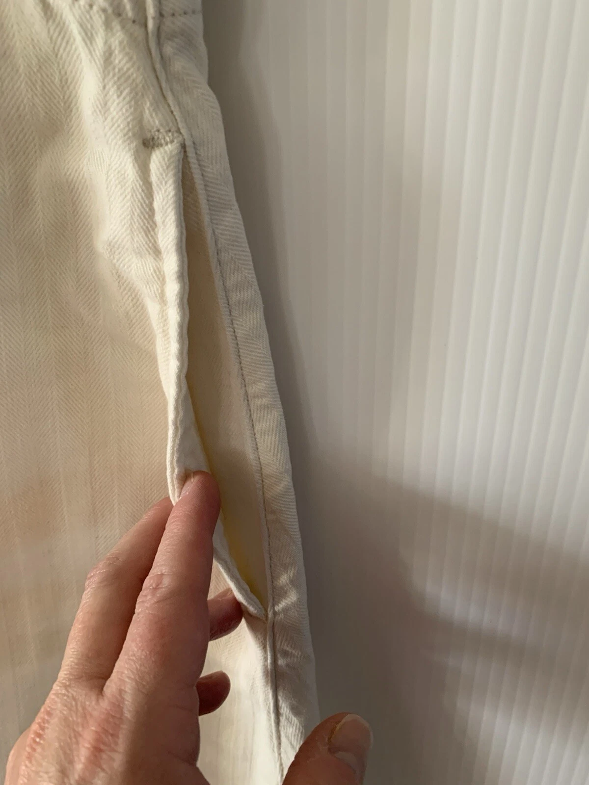 OFF WHITE Abito donna denim flouncy filo universale avorio bianco sporco grande L nuovo con etichetta