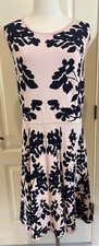 Eliza J Dress Womens XL Pink Navy Floral Sleeveless Fit & Flare Sweater Knit