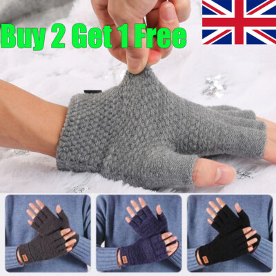 PULLIMORE Winter Fingerless Convertible Gloves Flip Top Mittens With Thermal Warm Fleece For Men Women