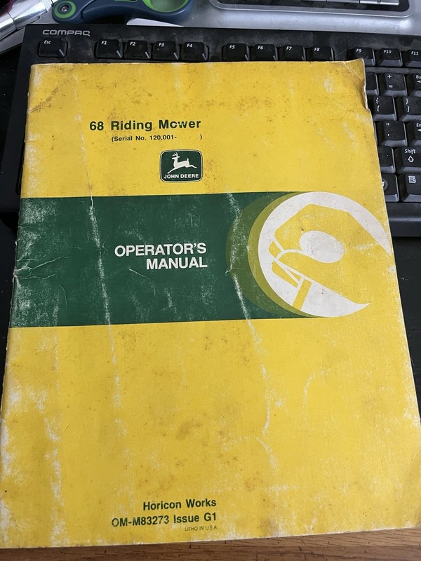618 John Deere Riding Lawnmower Operators Manual