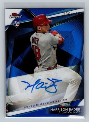 2018 Topps Finest - Finest Firsts Autographs Harrison Bader Blue Refractor /150