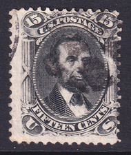 USA 1866 good used 15 cent black Lincoln stamp