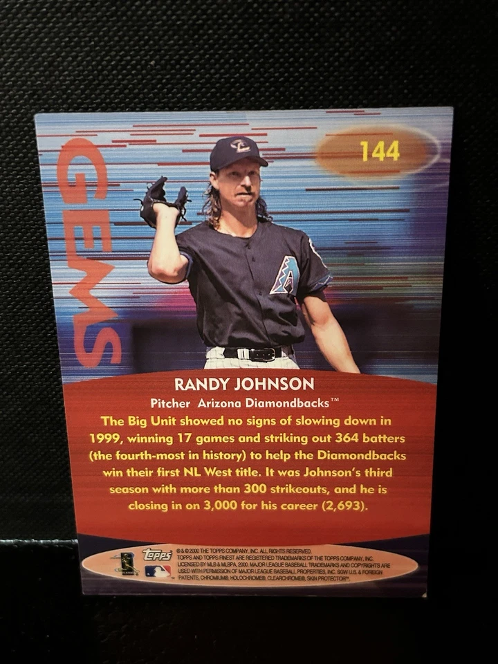 2000 Finest #144 Randy Johnson Diamondbacks HOF - Image 2 of 2