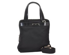 Autentica borsa Gucci vintage 2 vie tracolla a mano tracolla nylon pelle nera 310AB