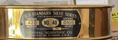 Vintage Brass Mining Gold Rush Sieve Brass U.S. Standard No40 CENTRAL SCI CO.