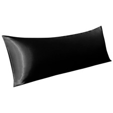 Satin Pillowcase for Hair and Skin, Soft Bedding Case, 20x54 Inches, Black