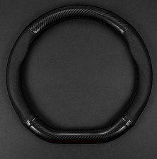 Carbon Fiber Leather Car Steering Wheel Cover Black Anti-slip Accessories 15inch