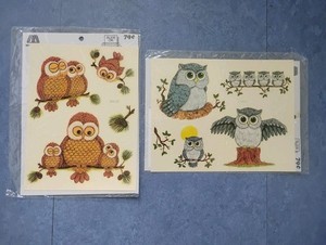 Meyercord Decals Owls Owl Babies Family Moon Lot Of 2