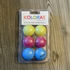 New Pack of 6 Kolorae Color Ping Pong Balls Pink Yellow Blue 