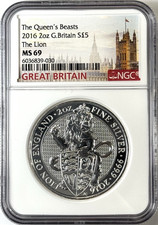 2016 Great Britain Queen's Beasts The Lion - 2 oz Silver Coin NGC MS69