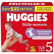 Huggies Little Movers Baby Diapers, Size 5, 148 ct., 27 lbs.