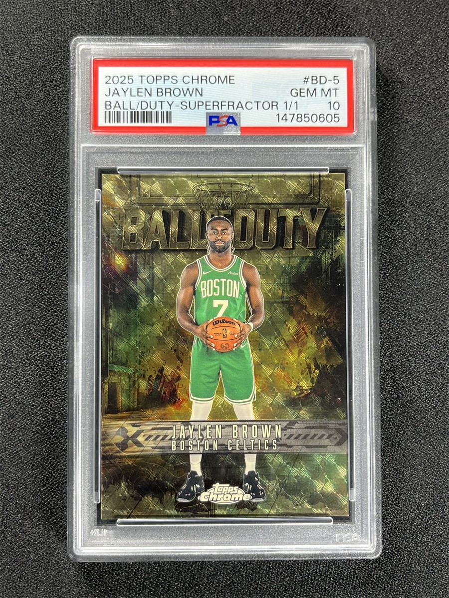 1/1 One Of One ! 2025-26 Topps Chrome Jaylen Brown Superfractor Ball Duty PSA 10