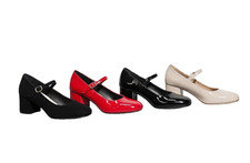 Women’s Block Heel Pumps Round Toe Ankle Strap 2.25” Mid Heel Dress Shoes