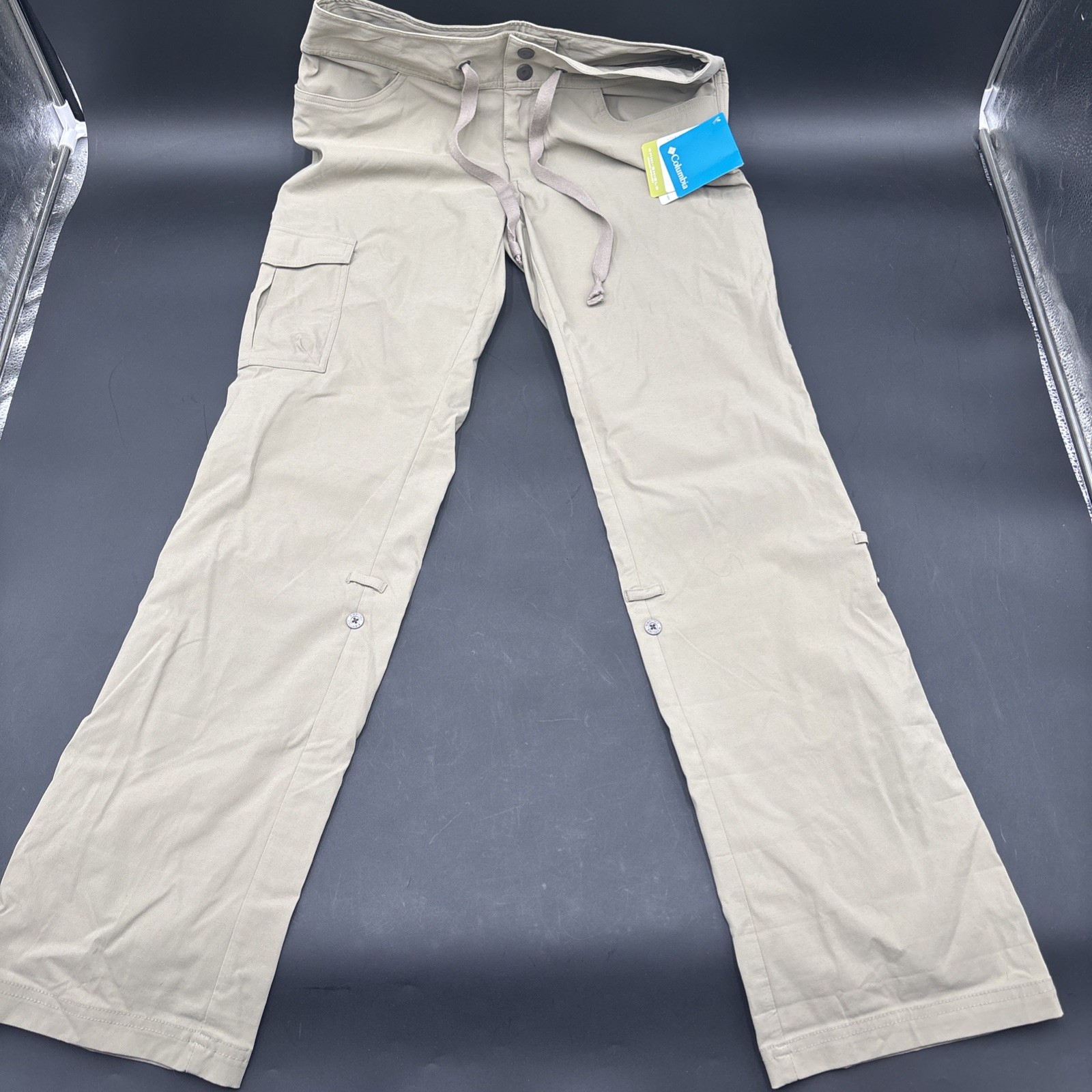 NWT Columbia City Slickerz II Roll Up Pants Beige Omni - Shield- Hiking 8 Long