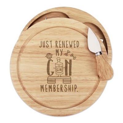 Gift Base Holz Käsebrett Messer Set 21x21x3.5cm Funny Gin Joke