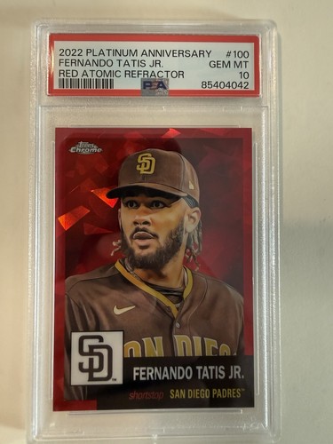 2022 Topps Chrome Platinum Fernando Tatis Jr. Red Atomic 70/100 PSA 10 Gem Mint