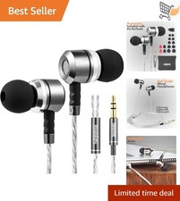 Wired In Ear Headphones Aluminum 10mm Bass Noise Isolation Tangle-Free Cord