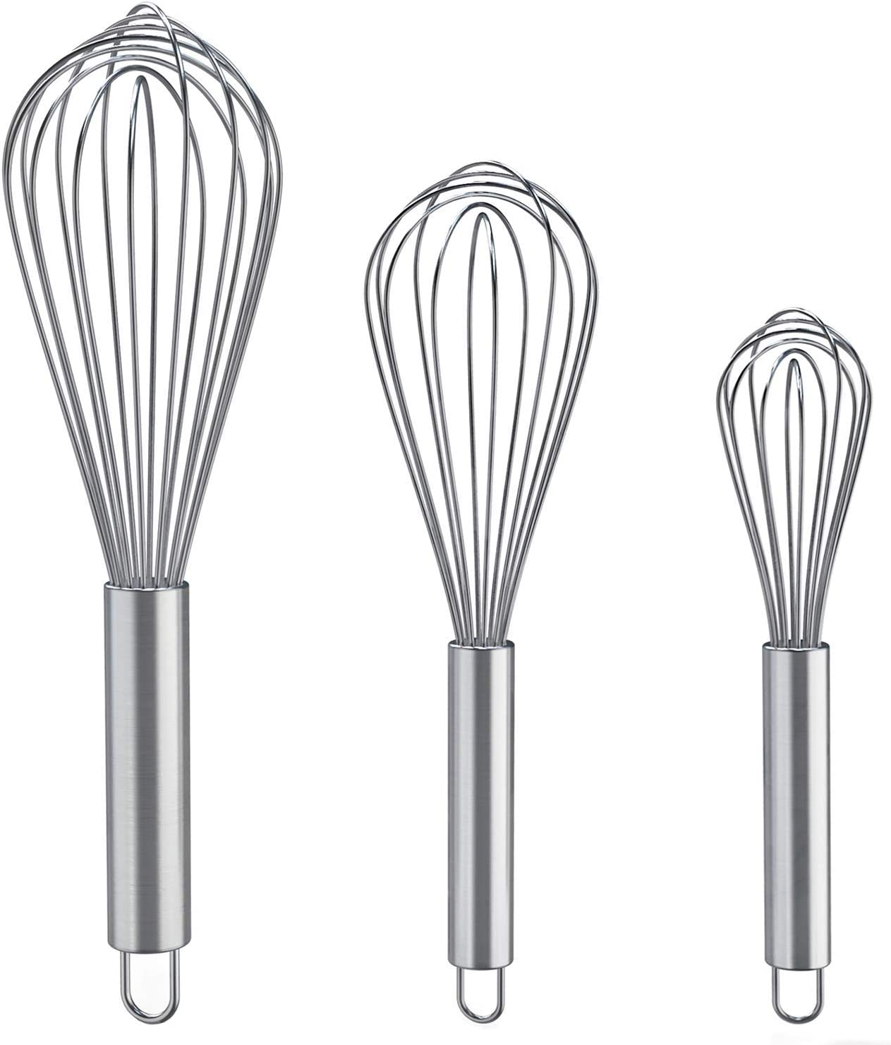 Whisks for Cooking, 3 Pack Stainless Steel Whisk for Blending, Whisking, Beating