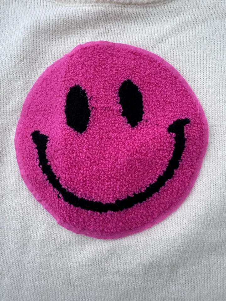 Hazel & Olive Smiley Face Sweater One Size White Multicolor Happy Face Knit NWOT - Image 4 of 4