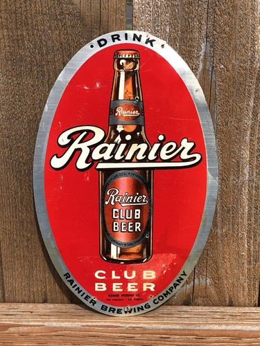 1934 Rainier Club Extra Pale Beer Tin Sign - Vintage Metal Wall Decor, 8x12 Inches - View #12