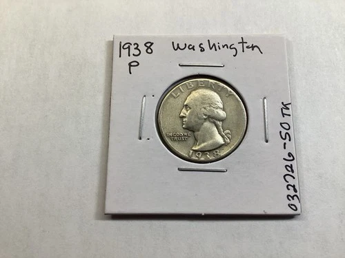 1938 P Washington Quarter 25c Philadelphia 90% Silver US Coin 032726 50tk