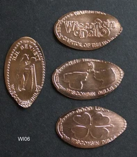 WI06 - set of 4 elongated pennies COPPER - Wisconsin Dells HH Bennett Studio