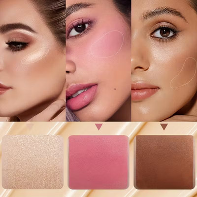 Contour-Stick, Rouge-Stick, Highlighter-Stick, Bronzer-Stick, 3-teilig, Neu