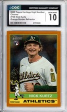 2025 TOPPS HERITAGE HIGH NUMBER CHROME NICK KURTZ ORANGE BOARDER REFRACTOR