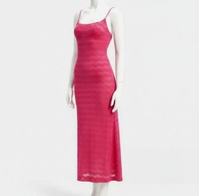 Bardot Women's Pink Adoni Scoop-Neck Zig Zag Sleeveless MIDI Dress Size M