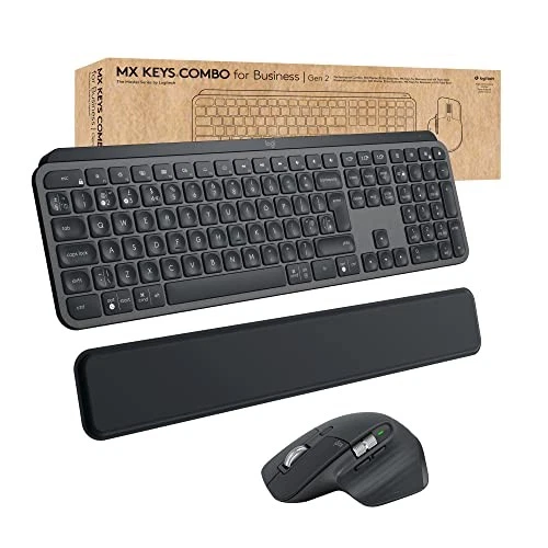 Logitech MX Keys Combo for Business | Gen 2, Full Size Kabellose Tastatur und Ka