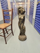 Large Stone Statue of a Girl - Smooth Bronze Italian Alabaster Appearance