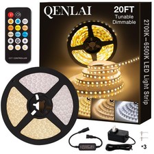 20ft LED Strip Lights, 2700K-6500K Tunable White LED Light Strip with Remote ...