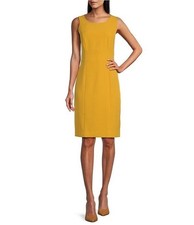 Kasper Stretch Stretch Crepe Crew Neckline Sleeveless Sheat Dress SZ 4P $89